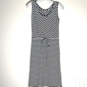 Hanna Andersson Cotton Knit Tank Dress black white striped XS